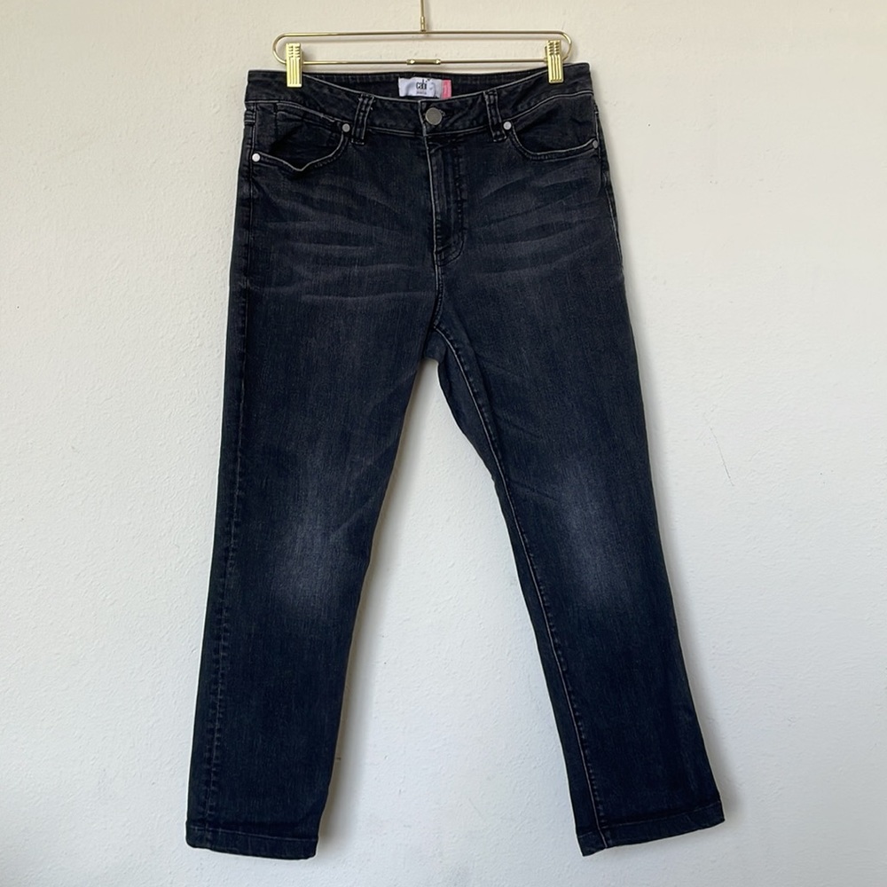 CAbi Jeans, Cropped, Charcoal, High Straight, Size 12